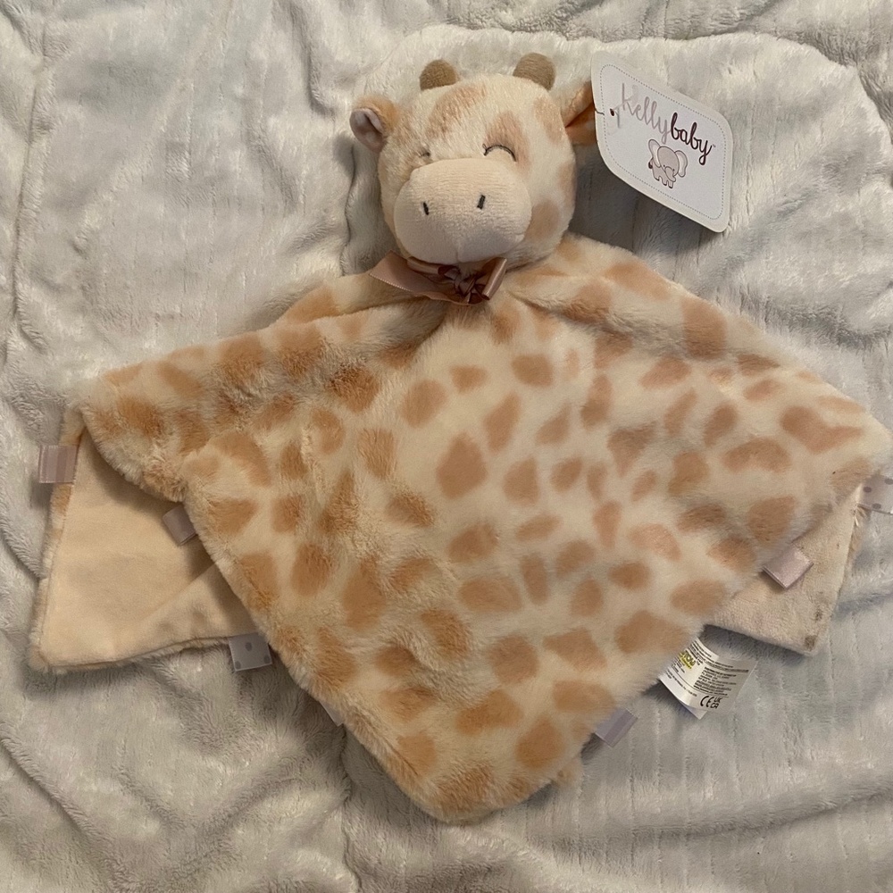 New Kellytoy Giraffe Tags Lovey Baby Rattle Plush Security Blanket Lovey